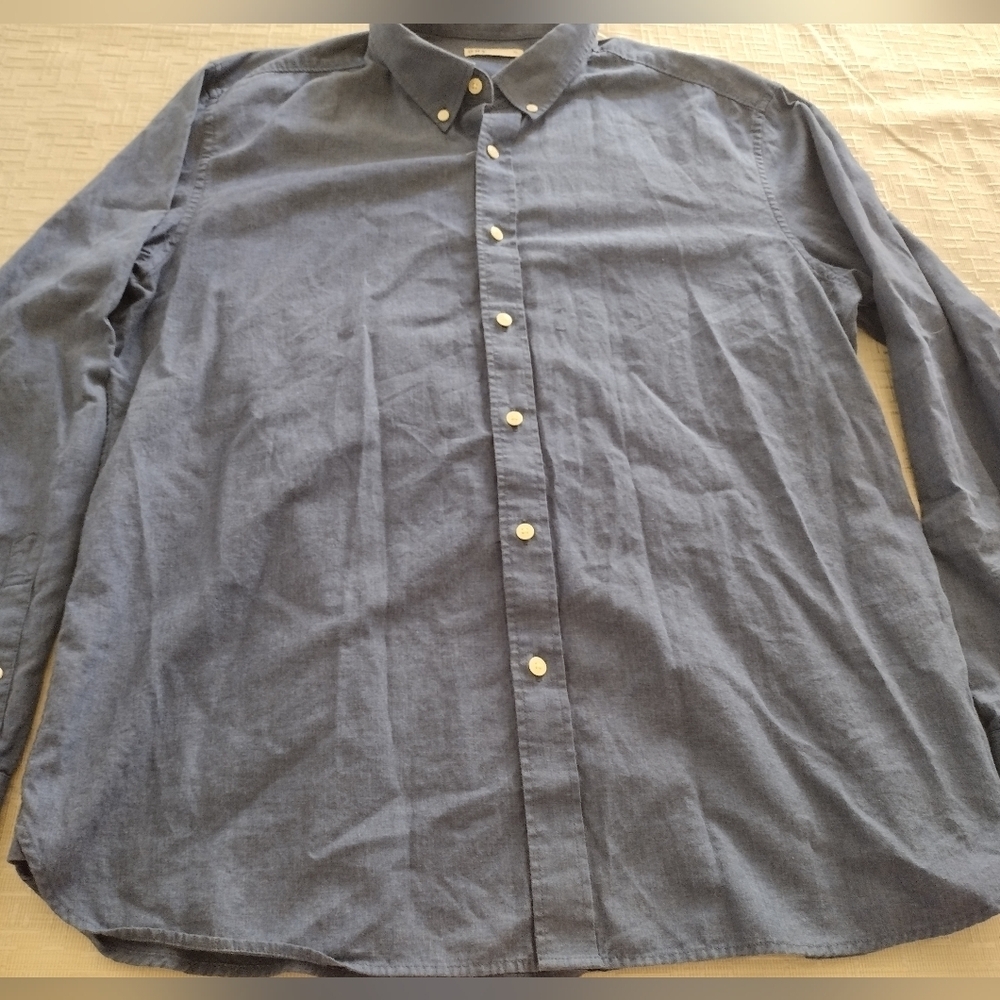 MEN’S O.N.S BUTTON UP SHIRT SIZE XL BLUE LONG Sleeve Cotton